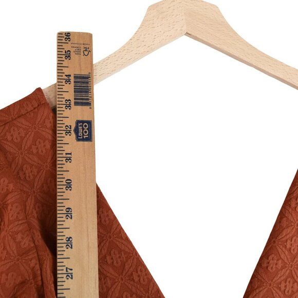 COOPERATIVE Urban Outfitters Rust Orange Skater Dress Deep V Medium M - Picture 6 of 8